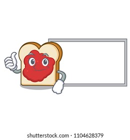 Thumbs up with board bread with jam character cartoon
