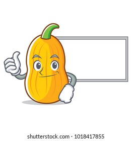 Thumbs up with board butternut squash character cartoon