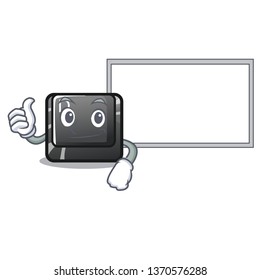 Thumbs up with board button D on a computer mascot