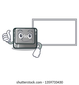 Thumbs up with board button delete isolated with the character