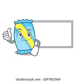 Thumbs up with board candy character cartoon style