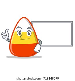 Thumbs up with board candy corn character cartoon