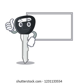 Thumbs up with board car keys cartoon isolatedon on shape