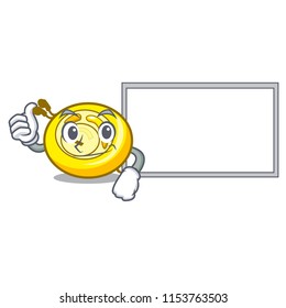 Thumbs up with board CD player character cartoon