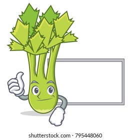 Thumbs up with board celery character cartoon style