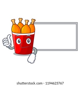 Thumbs up with board character bucket chicken fried fast food