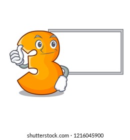 Thumbs up with board character paper cut number three letter