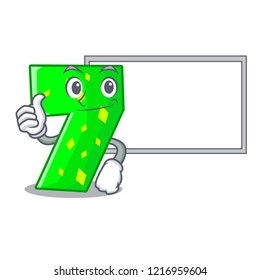 Thumbs up with board character paper cut number seven letter