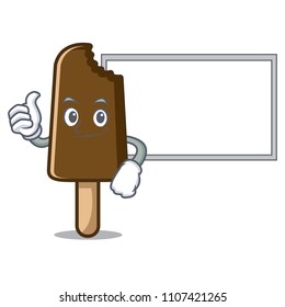 Thumbs up with board chocolate ice cream character cartoon