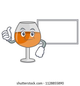 Thumbs up with board cognac ballon glass character cartoon