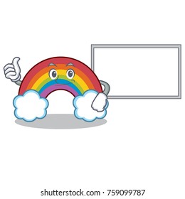 Thumbs up with board colorful rainbow character cartoon
