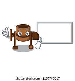 Thumbs up with board concrete mixer character cartoon