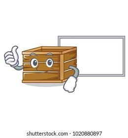 Thumbs up with board crate character cartoon style
