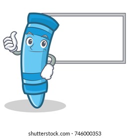Thumbs up with board crayon character cartoon style