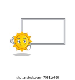 Thumbs up with board cute sun character cartoon