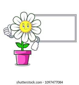 Thumbs up with board daisy flower character cartoon