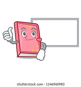 Thumbs up with board diary character cartoon style