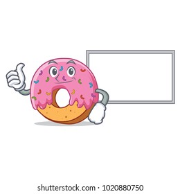 Thumbs up with board Donut character cartoon style