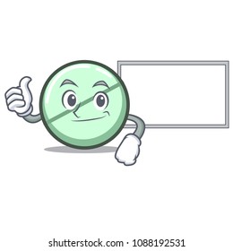 Thumbs up with board drug tablet character cartoon