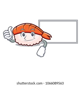 Thumbs up with board ebi sushi character cartoon