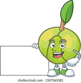 Thumbs up with board elephant apple fruit in cartoon character