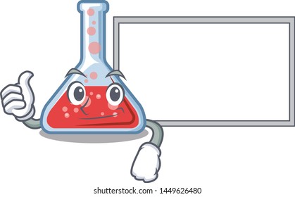 Thumbs up with board erlenmeyer flask isolated in the mascot