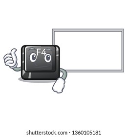 Thumbs up with board f4 button installed on cartoon keyboard