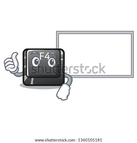 Thumbs up with board f4 button installed on cartoon keyboard