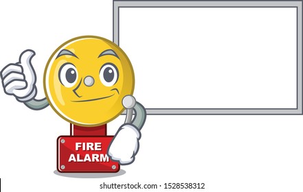 Thumbs up with board fire alarm stuck the cartoon wall