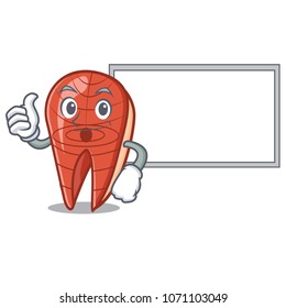 Thumbs up with board fish slice character cartoon