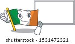 Thumbs up with board flag ireland isolated with the cartoon