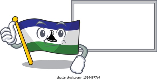 Thumbs up with board flag lesotho mascot shaped on character