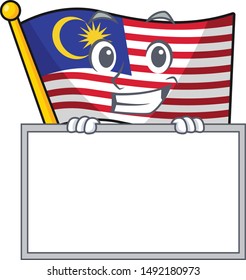 Thumbs up with board flag malaysia in the cartoon shape