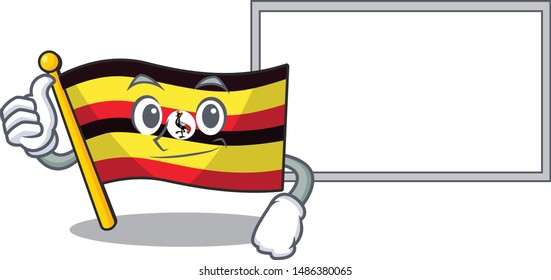 Thumbs up with board flag uganda flew the character pole