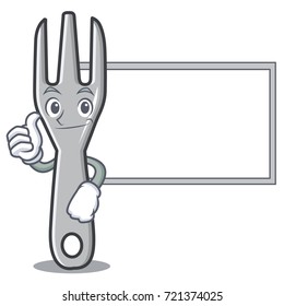 Thumbs up with board fork character cartoon style