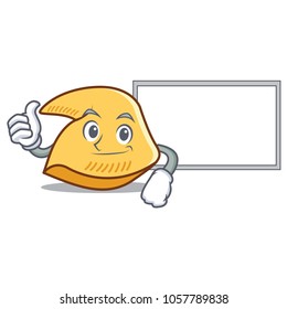 Thumbs up with board fortune cookie character cartoon