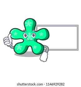 Thumbs up with board free form character cartoon