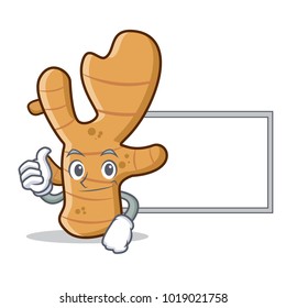 Thumbs up with board ginger character cartoon style