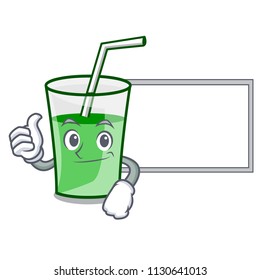 Thumbs up with board green smoothie character cartoon vector illustration