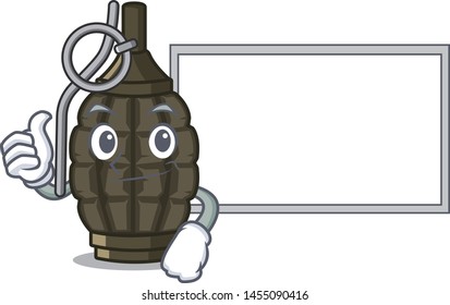 Thumbs up with board grenade isolated with on the character