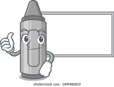 Thumbs up with board grey crayon isolated with the cartoon