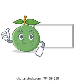Thumbs up with board guava character cartoon style