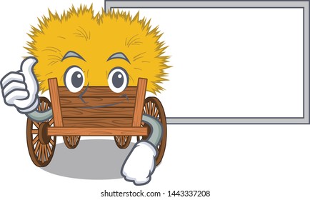 Thumbs up with board hayride isolated within in the character