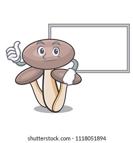Thumbs up with board honey agaric mushroom character cartoon