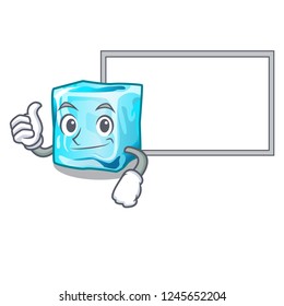 Thumbs up with board Ice cubes shape on the cartoon