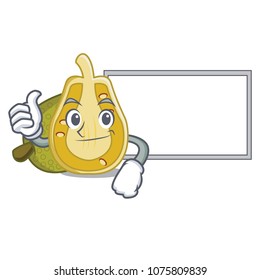 Thumbs up with board jackfruit character cartoon style