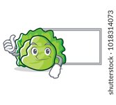 Thumbs up with board lettuce character cartoon style vector illustration