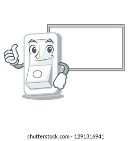 Thumbs up with board light switch in the cartoon shape