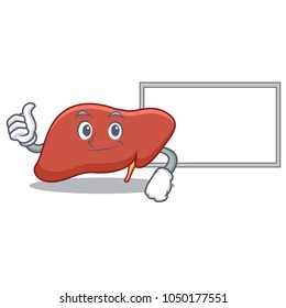 Thumbs up with board liver character cartoon style