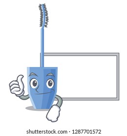 Thumbs up with board long mascara brush the in mascot